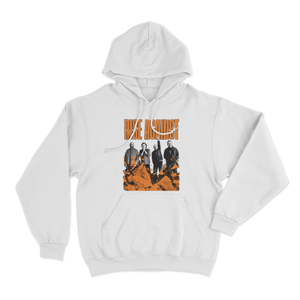 Rise Against Band Members Unisex Hoodie White Rise Against Band Members Unisex Hoodie White