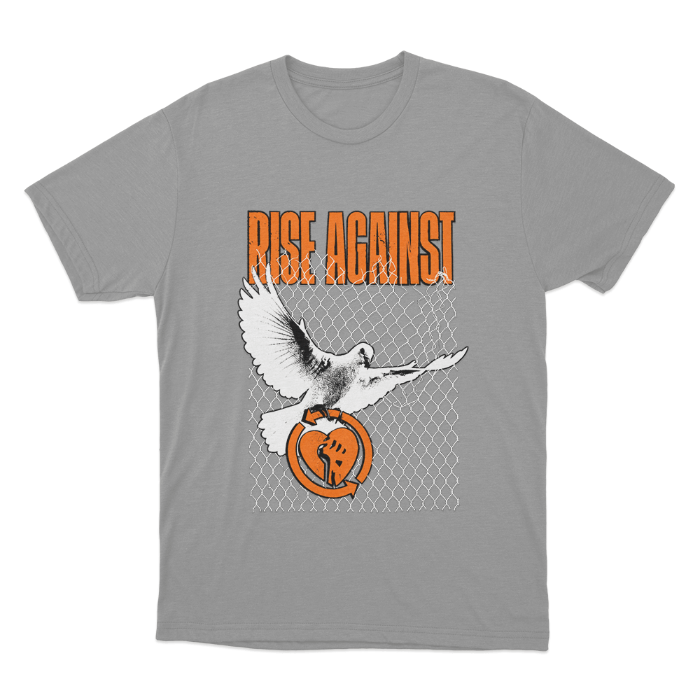 Rise Against Caged Dove Unisex T Shirt Grey Rise Against Caged Dove Unisex T Shirt Grey