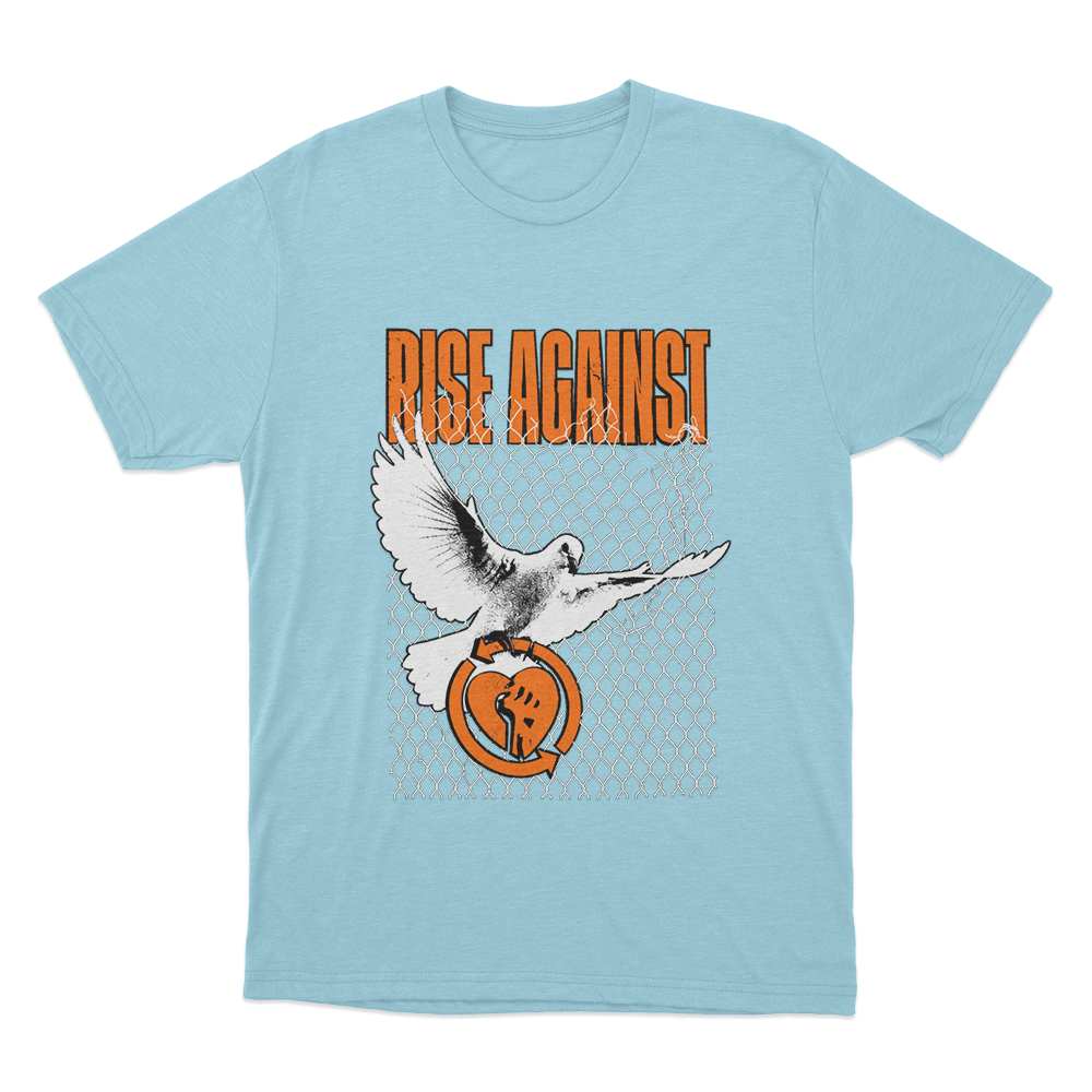 Rise Against Caged Dove Unisex T Shirt Sky Blue Rise Against Caged Dove Unisex T Shirt Sky Blue