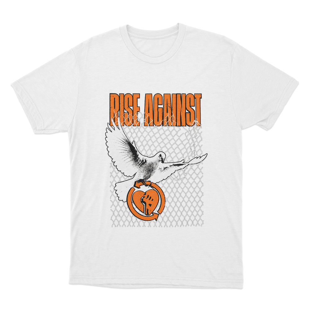Rise Against Caged Dove Unisex T Shirt White Rise Against Caged Dove Unisex T Shirt White