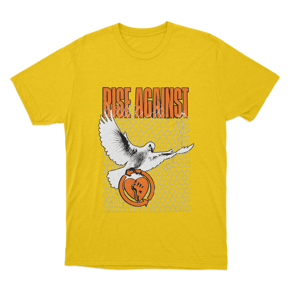 Rise Against Caged Dove Unisex T Shirt Yellow Rise Against Caged Dove Unisex T Shirt Yellow