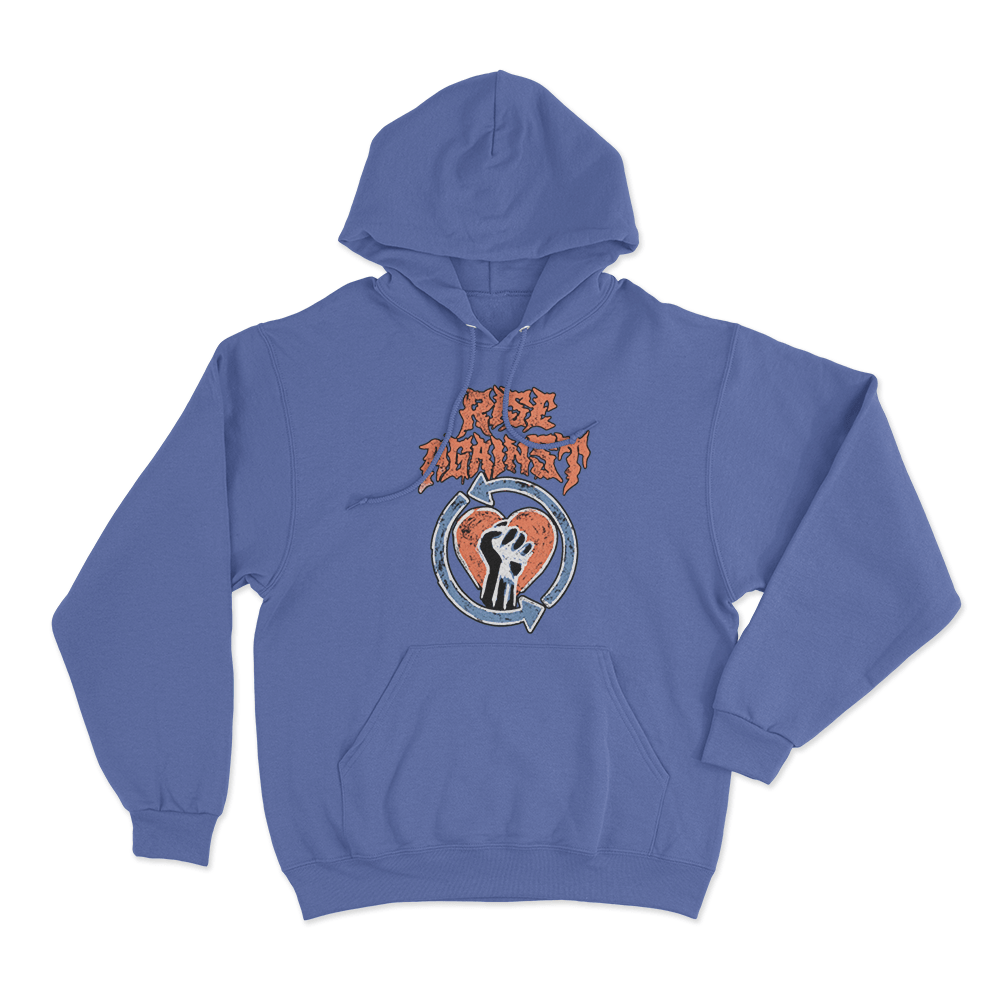 Rise Against Chalk Heartfist Unisex Hoodie Blue Rise Against Chalk Heartfist Unisex Hoodie Blue