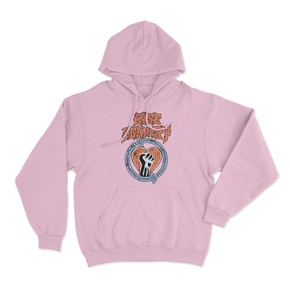 Rise Against Chalk Heartfist Unisex Hoodie Pink Rise Against Chalk Heartfist Unisex Hoodie Pink