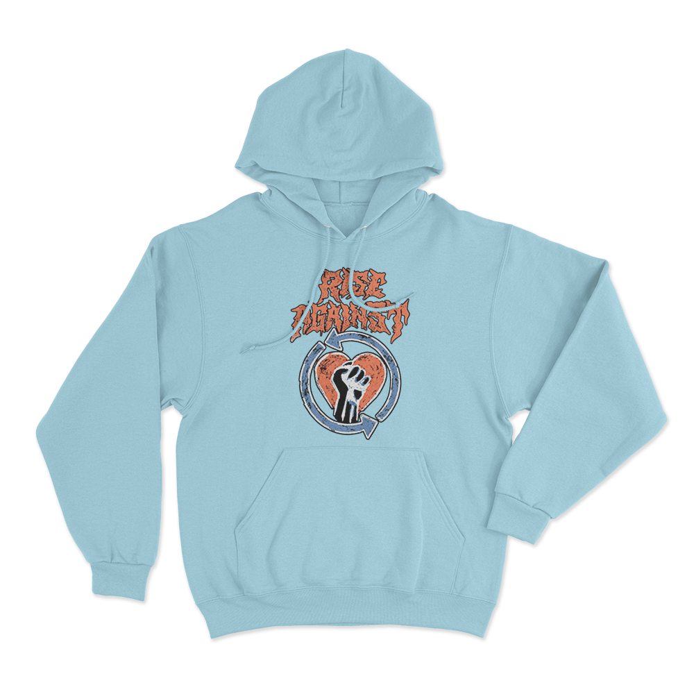 Rise Against Chalk Heartfist Unisex Hoodie Sky Blue Rise Against Chalk Heartfist Unisex Hoodie Sky Blue