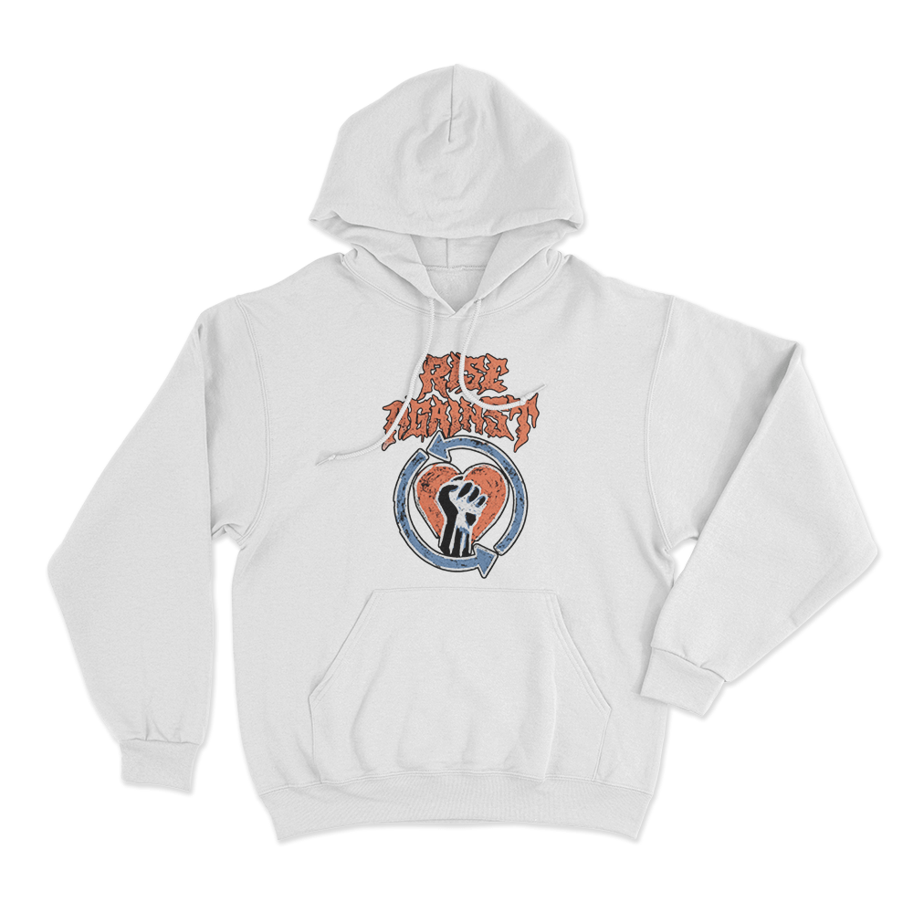Rise Against Chalk Heartfist Unisex Hoodie White Rise Against Chalk Heartfist Unisex Hoodie White