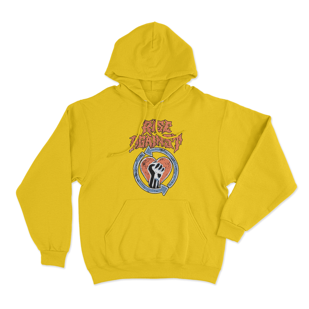 Rise Against Chalk Heartfist Unisex Hoodie Yellow Rise Against Chalk Heartfist Unisex Hoodie Yellow