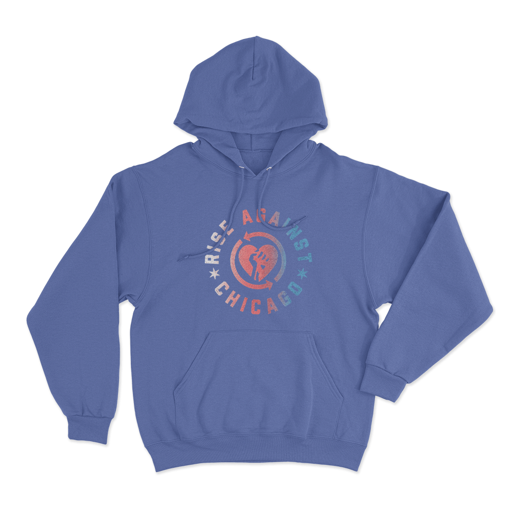 Rise Against Chicago Heartfist Unisex Hoodie Blue Rise Against Chicago Heartfist Unisex Hoodie Blue