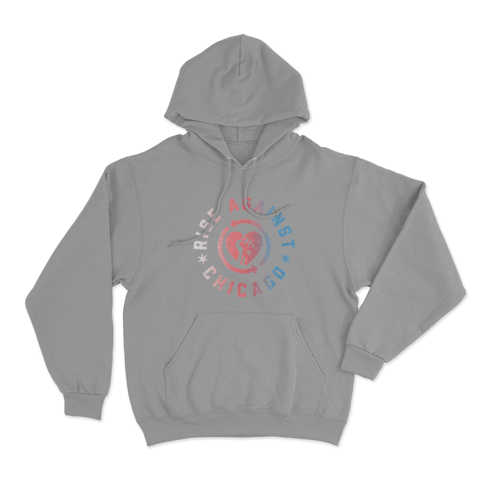 Rise Against Chicago Heartfist Unisex Hoodie Grey Rise Against Chicago Heartfist Unisex Hoodie Grey
