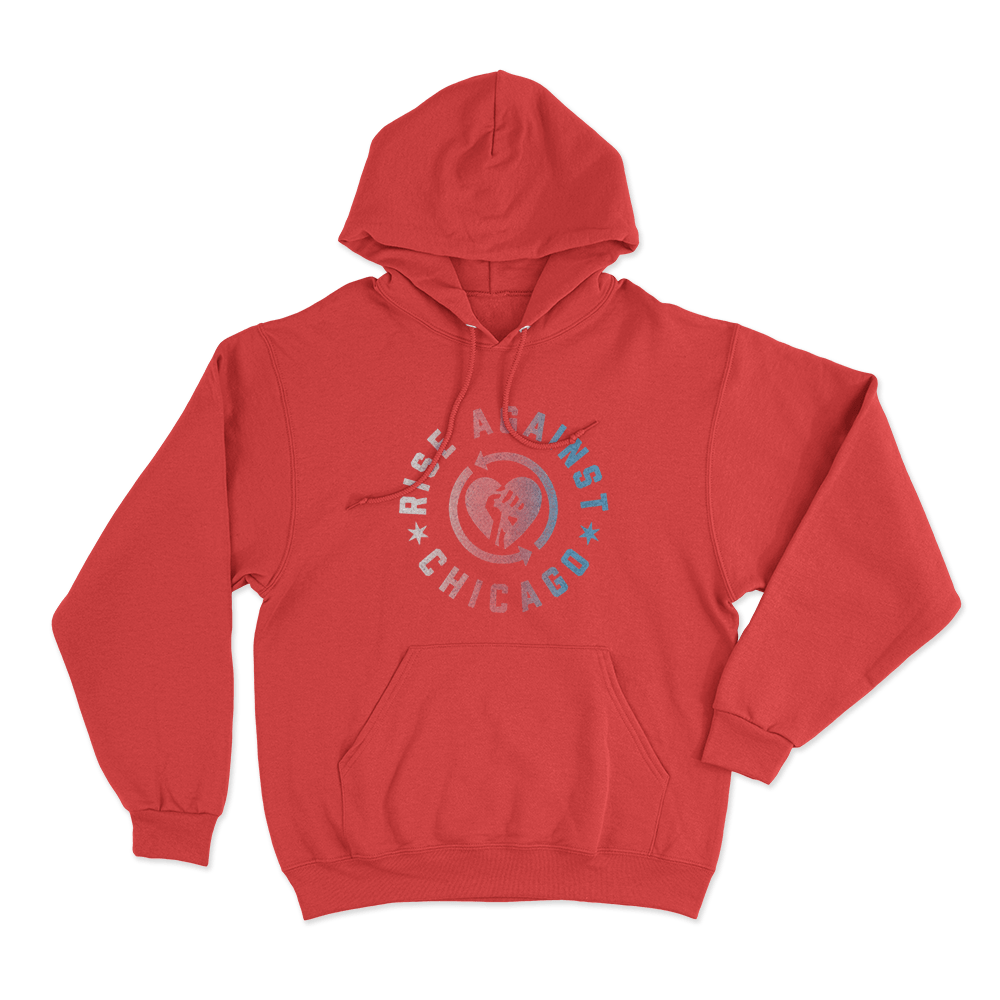 Rise Against Chicago Heartfist Unisex Hoodie Red Rise Against Chicago Heartfist Unisex Hoodie Red
