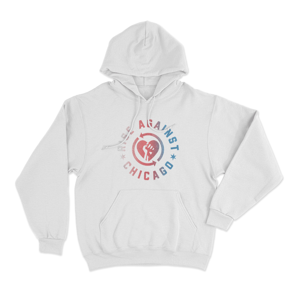 Rise Against Chicago Heartfist Unisex Hoodie White Rise Against Chicago Heartfist Unisex Hoodie White