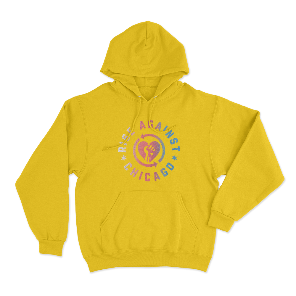 Rise Against Chicago Heartfist Unisex Hoodie Yellow Rise Against Chicago Heartfist Unisex Hoodie Yellow