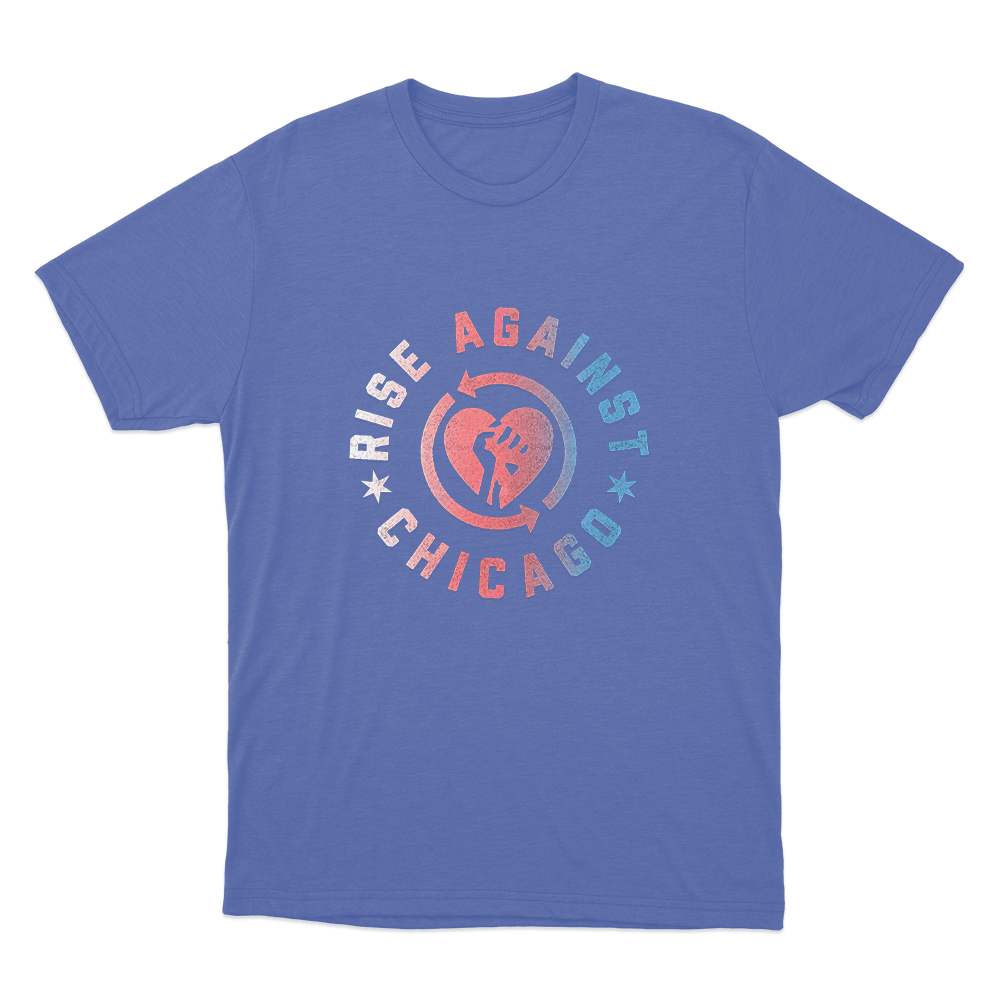 Rise Against Chicago Heartfist Unisex T Shirt Blue Rise Against Chicago Heartfist Unisex T Shirt Blue