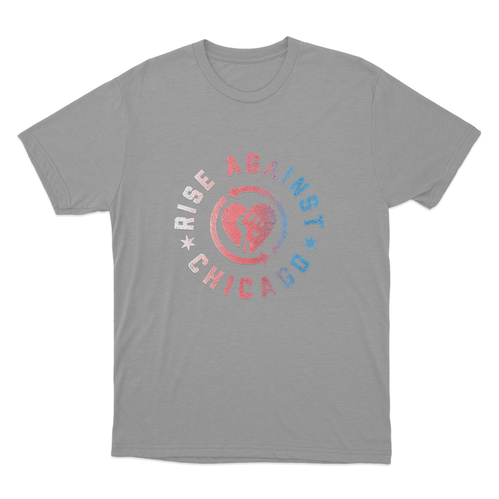 Rise Against Chicago Heartfist Unisex T Shirt Grey Rise Against Chicago Heartfist Unisex T Shirt Grey