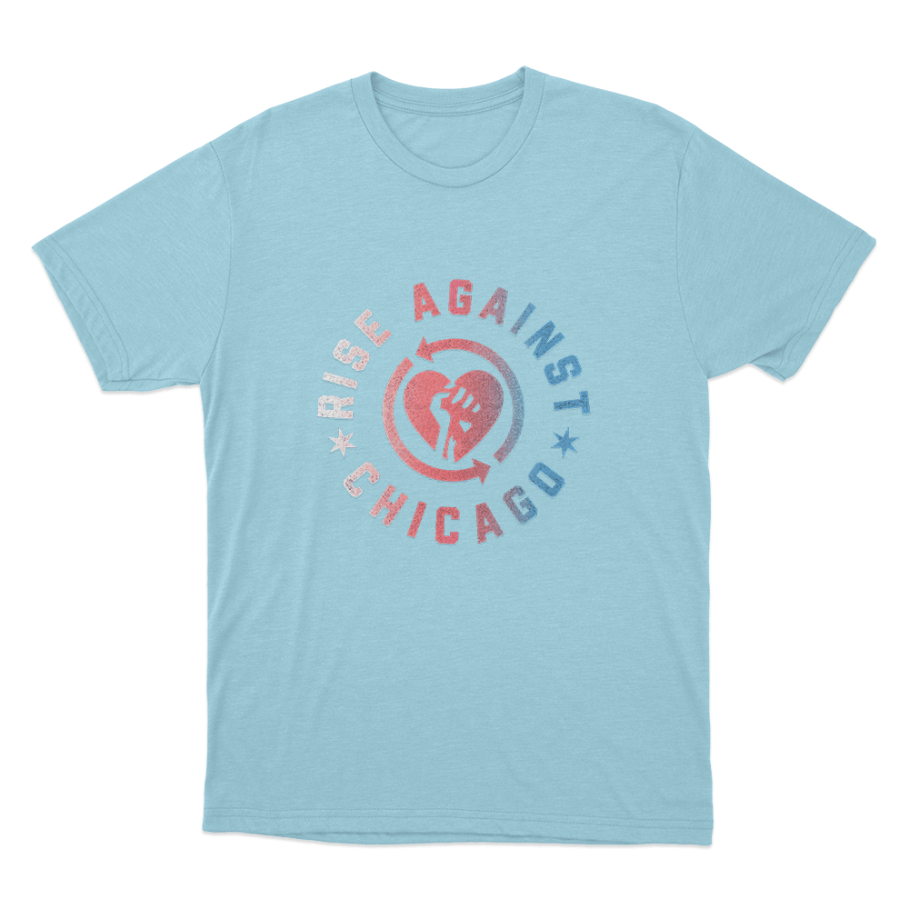 Rise Against Chicago Heartfist Unisex T Shirt Sky Blue Rise Against Chicago Heartfist Unisex T Shirt Sky Blue