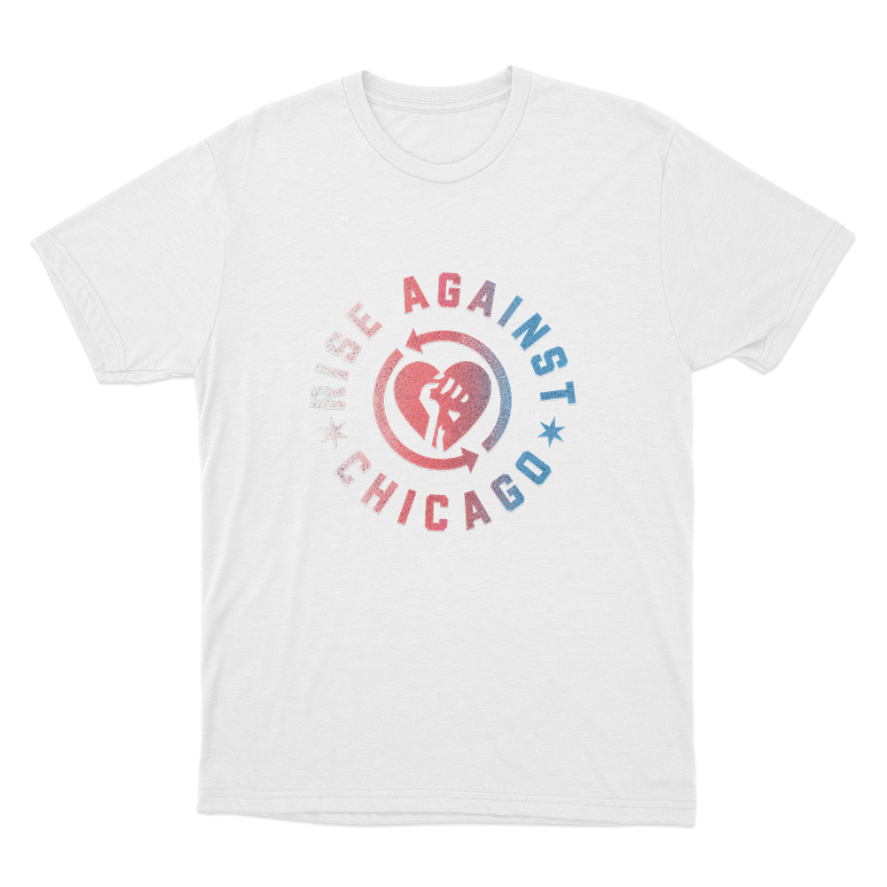 Rise Against Chicago Heartfist Unisex T Shirt White Rise Against Chicago Heartfist Unisex T Shirt White