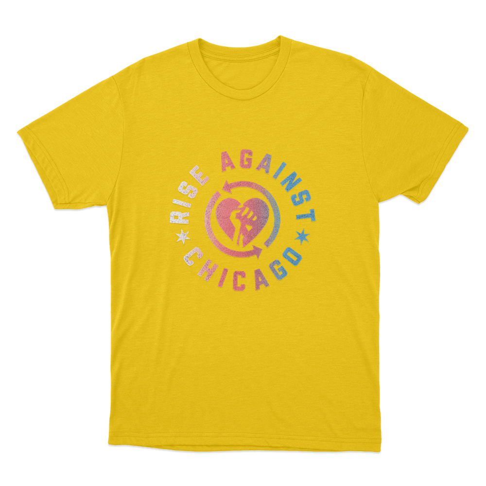 Rise Against Chicago Heartfist Unisex T Shirt Yellow Rise Against Chicago Heartfist Unisex T Shirt Yellow