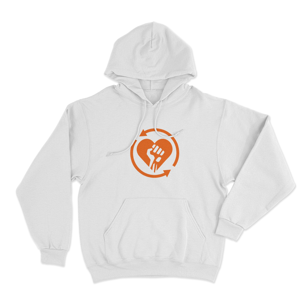 Rise Against Heartfist RA Unisex Hoodie White Rise Against Heartfist RA Unisex Hoodie White