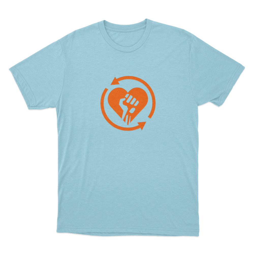 Rise Against Heartfist RA Unisex T Shirt Sky Blue Rise Against Heartfist RA Unisex T Shirt Sky Blue